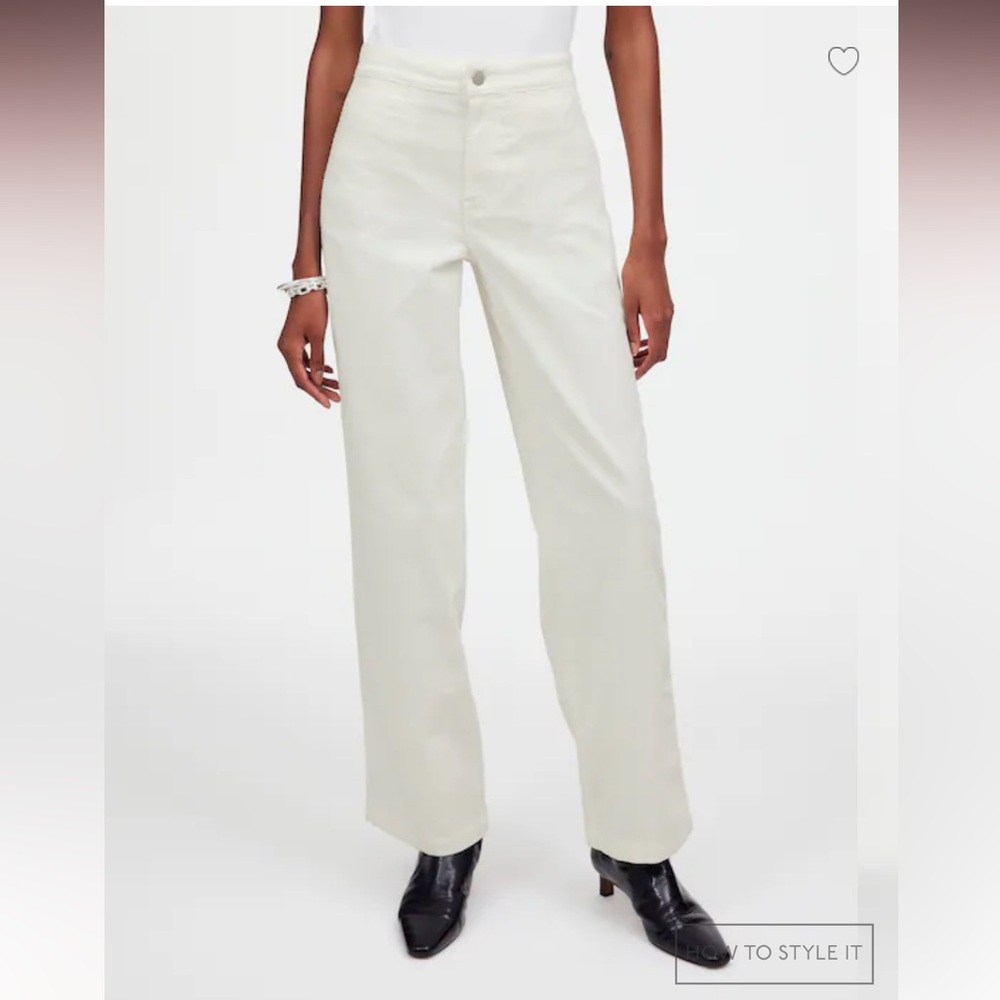 Madewell Emmett wide leg pant in cream corduroy